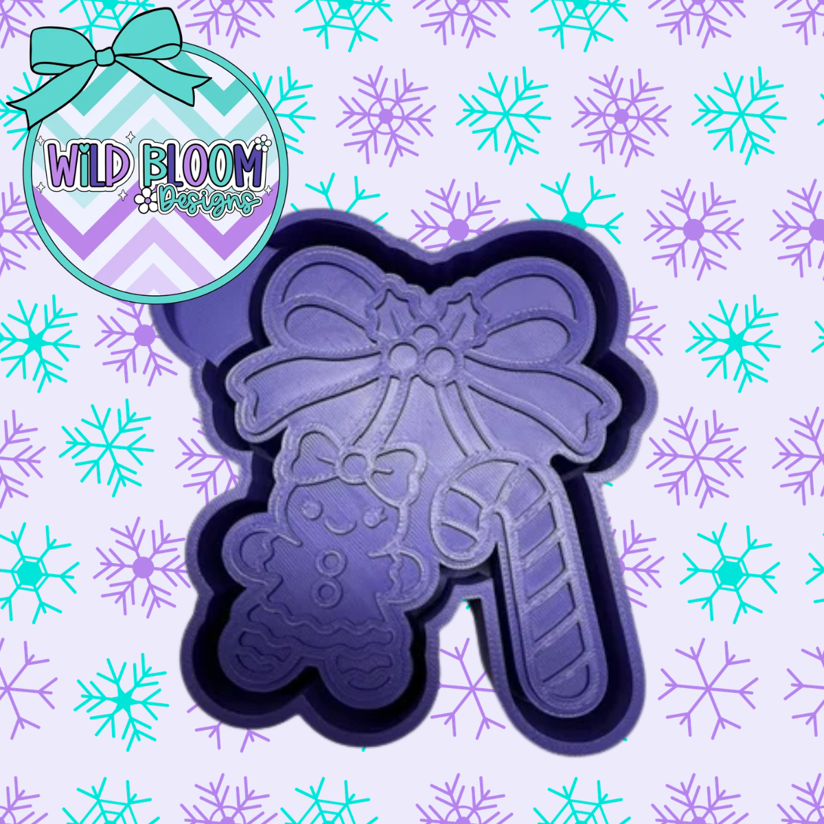 Gingy and Candy Cane Bow Mold